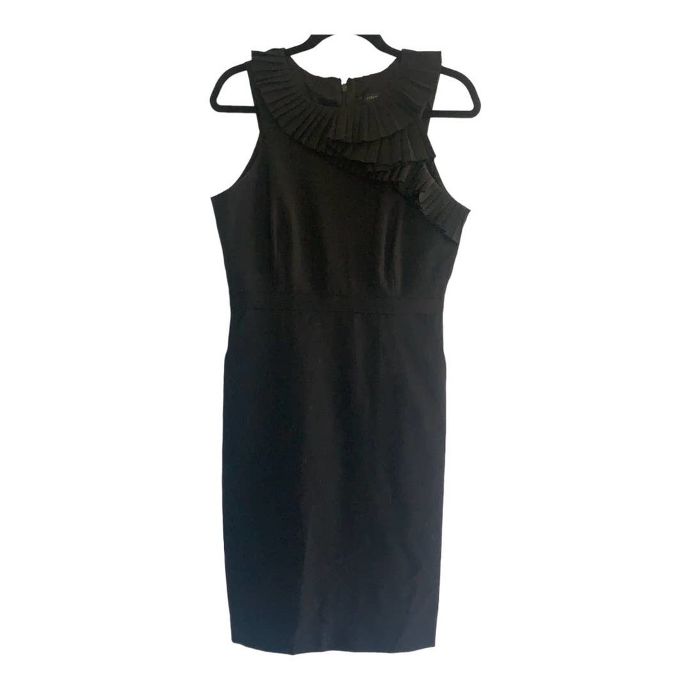 J. Crew Sleeveless Black Ruffle Dress in Italian Wool